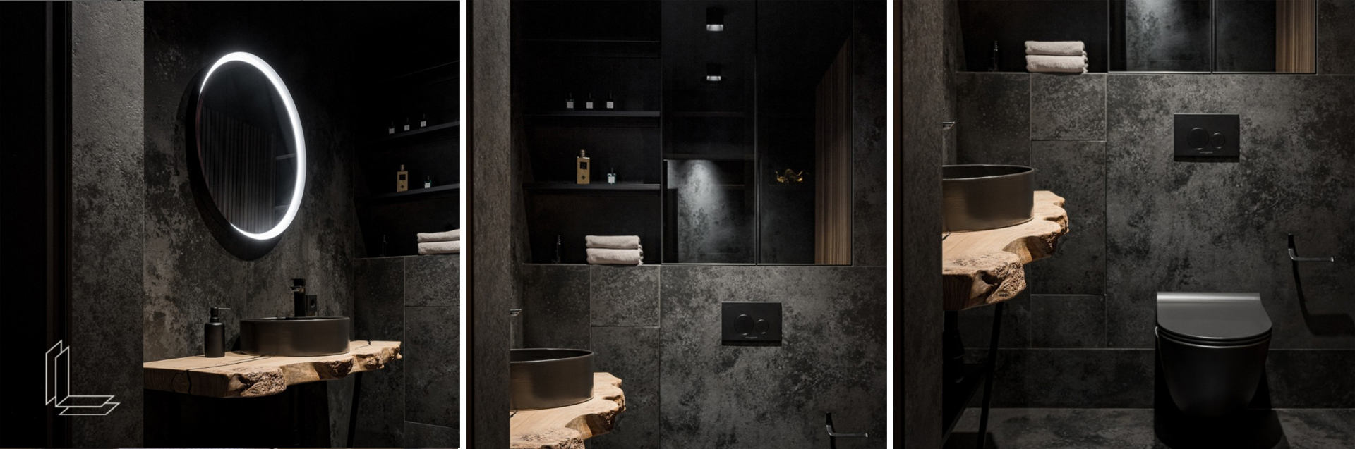 卫浴墙面地面岩板应用｜laminam现代系黑绣